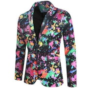 Holloyiver New Men's Casual Suit Jacket Fashion Solid Color Single Two Button Slim Fit Suit Jacket Blazer Multicolor